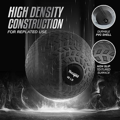 Slam Balls, 10-40Lb Weighted Ball Weight, Durable PVC Sand Filled Workout Dynamic Slam Ball for Core Strengthen