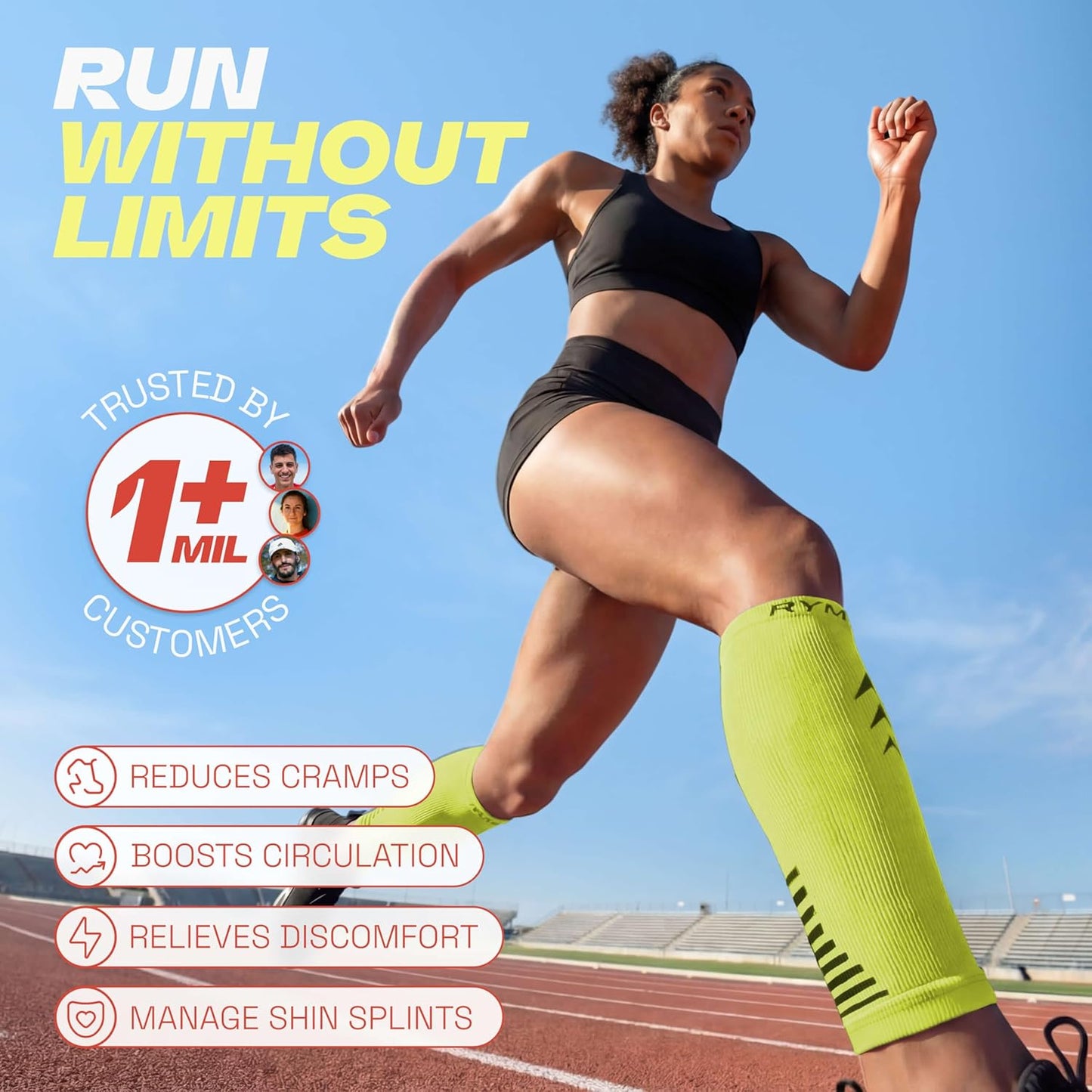 Calf Compression Sleeves Men Women - Leg Compression Sleeve Footless Socks - Shin Splint Relief Fitness Running