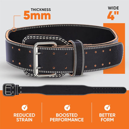 Weight Lifting Belt - Premium 4" Wide Functional Fitness Belt for Men & Women - Squat & Deadlift Support